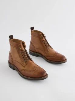 Next Marron fauve - Bottines richelieu en cuir