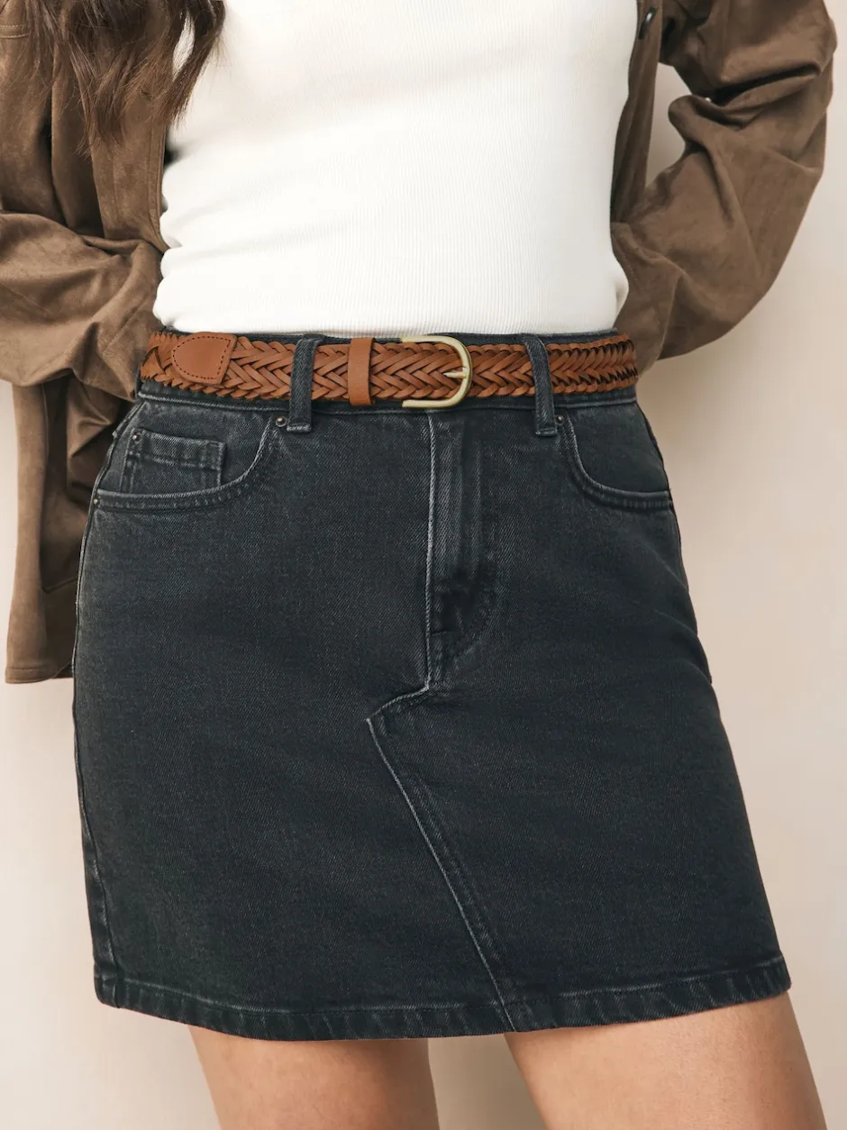 Next Marron fauve - Ceinture en cuir tressé à la main Sale