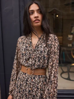 Next Marron fauve - Ceinture large avec détails en tresse Online