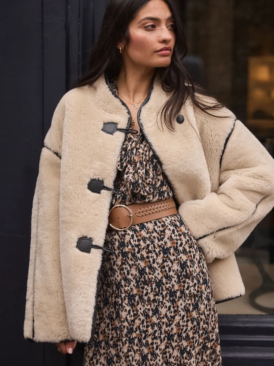 Next Marron fauve - Ceinture large avec détails en tresse Online