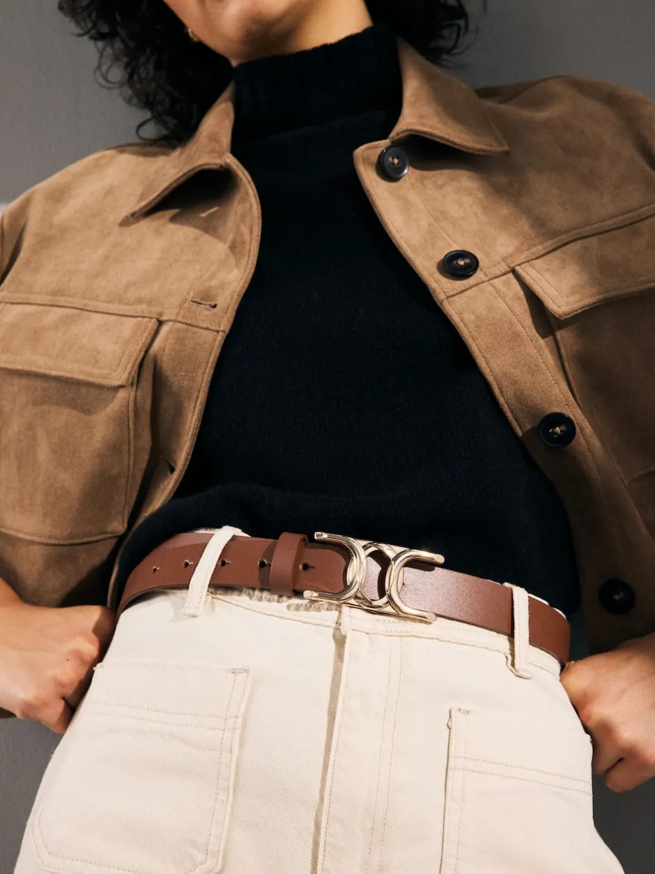 Next Marron fauve - Ceinture Regular Statement en cuir à boucle