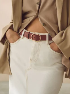 Next - Ceinture régulière en PU Marron fauve Sale