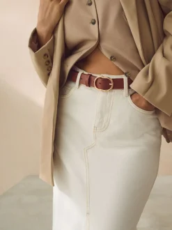 Next - Ceinture régulière en PU Marron fauve Sale