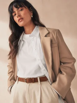 Next - Ceintures de cuir régulières Marron fauve Sale