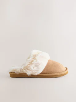 Next Marron fauve - Chaussons mule doublées chaudes Discount