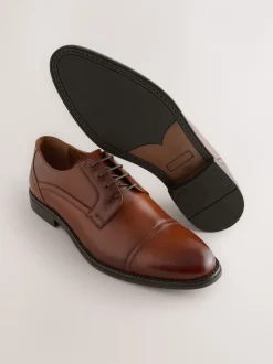 Next Marron fauve - Chaussures Derby à embout Discount