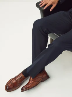 Next Marron fauve - Chaussures Oxford Wingcap en cuir Sale