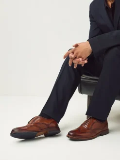 Next Marron fauve - Chaussures Oxford Wingcap en cuir Sale