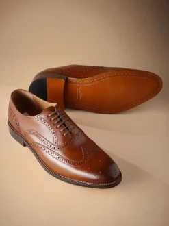 Next Marron fauve - Coupe classique - Chaussures Signature Brogue Wingcap en cuir italien Best