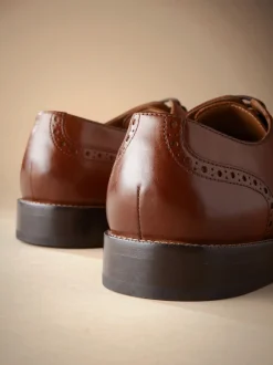 Next Marron fauve - Coupe classique - Chaussures Signature Brogue Wingcap en cuir italien Best