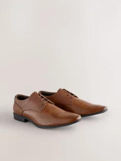 Next Marron fauve - Coupe classique - Chaussures Derby à lacets Sale