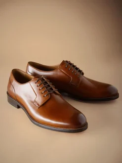Next Marron fauve - Coupe classique - Signature Leather Sole Derby Chaussures Outlet