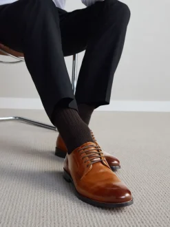 Next Marron fauve - Coupe classique - Signature Leather Sole Derby Chaussures Outlet