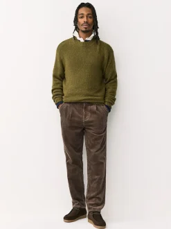 Next Marron fauve - Coupe fuselée régulière - Pantalon plissé simple en velours côtelé Hot