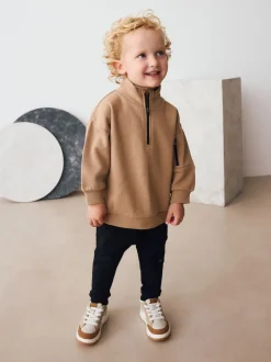 Next Marron fauve - Ensemble haut demi-zip et jogging (3mois à7ans) Outlet