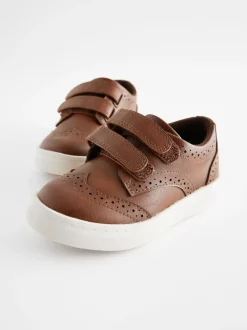 Next Marron fauve - Fermeture par contact Brogue Chaussures Clearance