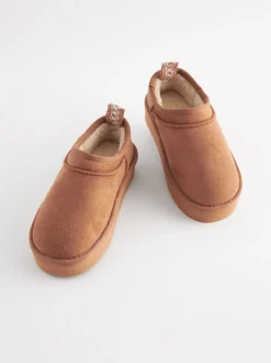 Next Marron fauve - Flatform Shoot Fleece Lined Slippers Hot