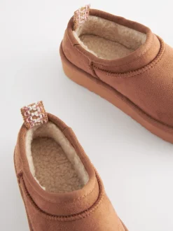 Next Marron fauve - Flatform Shoot Fleece Lined Slippers Hot