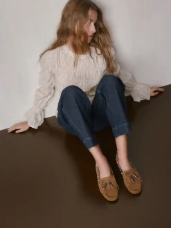 Next Marron fauve - Mocassins Forever Comfort® en cuir avec franges Discount