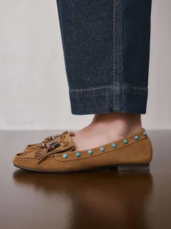 Next Marron fauve - Mocassins Forever Comfort® en cuir avec franges Discount