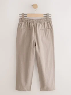 Next Marron fauve - Pantalon en lin Blend à enfiler (3-16ans) Outlet