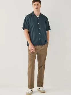 Next Marron fauve - Pantalons chinos extensibles plissés simples Clearance