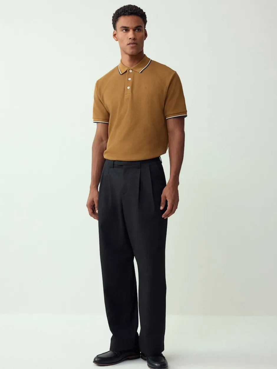 Next - Polo coupe classique à manches courtes et liserés Marron fauve Hot