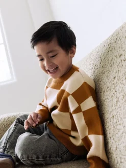 Next - Pull col rond en maille (3mois-7ans) Marron fauve