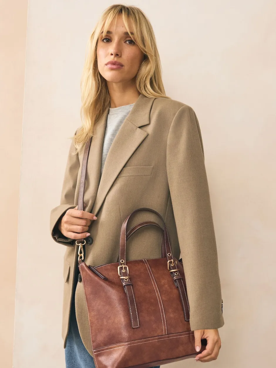 Next Marron fauve - Sac à main avec boucle Discount