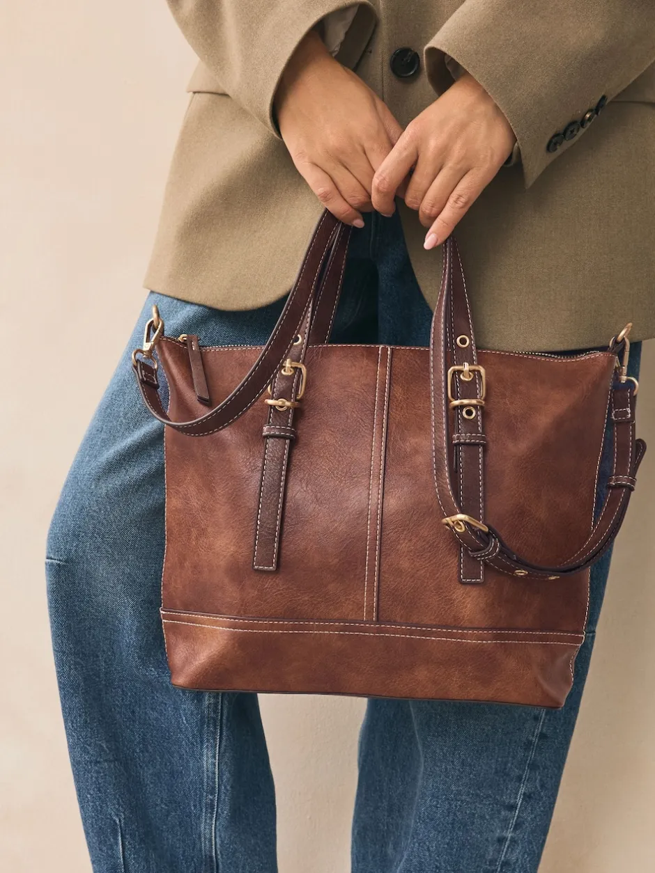 Next Marron fauve - Sac à main avec boucle Discount