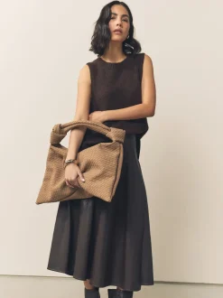 Next Marron fauve - Sac bandoulière tissé en Faux daim Best