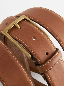 Next Marron fauve - Signature Ceintures en cuir à piqûres contrastées Clearance