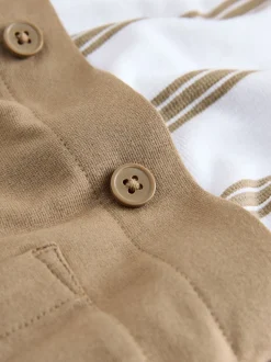 Next Marron fauve - T-shirt chemise et Joggings en jersey Ensemble 3 Pieces (3mois-7ans) Clearance