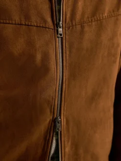 Next Marron fauve - Veste Harrington en similicuir Hot