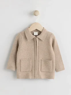 Next Marron fauve - Veste-chemise zippée en maille sur le devant (0mois à2ans) Sale
