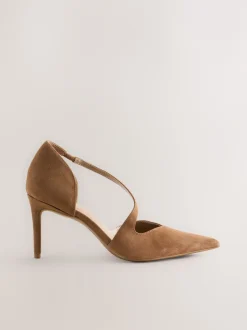 Next Marron fauve en daim - Talons de cour asymétriques en cuir haut de gamme Online