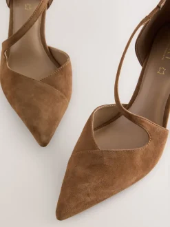 Next Marron fauve en daim - Talons de cour asymétriques en cuir haut de gamme Online