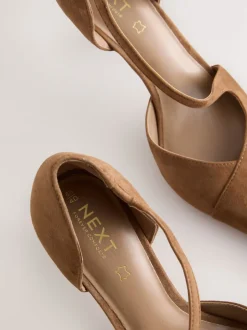 Next Marron fauve en daim - Talons de cour asymétriques en cuir haut de gamme Online