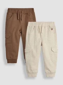 Jojo Maman Bébé Marron fauve et chiné naturel - Lot Cargos % Cotton Survêtement 100 2 Best