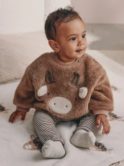 Next Marron Hamish - Ensemble sweat et legging bébé en polaire (0mois-2ans) Online