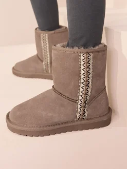 Next Marron mink - Bottes à enfiler en daim déperlant Clearance