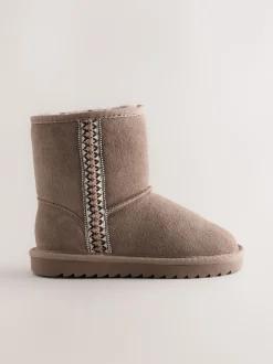 Next Marron mink - Bottes à enfiler en daim déperlant Clearance