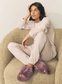 Next Marron mink - Chaussons Curseur en fausse fourrure lapin Online