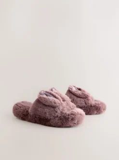 Next Marron mink - Chaussons Curseur en fausse fourrure lapin Online