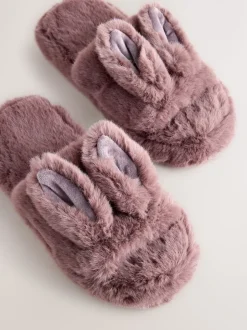 Next Marron mink - Chaussons Curseur en fausse fourrure lapin Online
