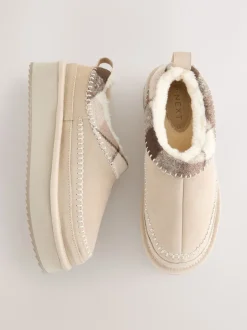 Next Marron mink - Chaussures à plateforme confortables doublées de fourrure Forever Comfort® en cuir Sale