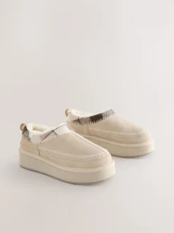 Next Marron mink - Chaussures à plateforme confortables doublées de fourrure Forever Comfort® en cuir Sale