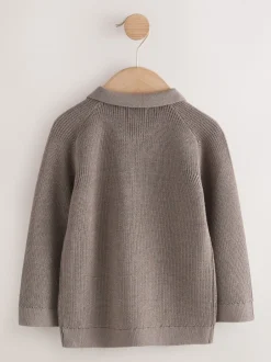 Next Marron mink - Manches longues Quarter Zip Knitted Polos (3mths-7yrs) Best