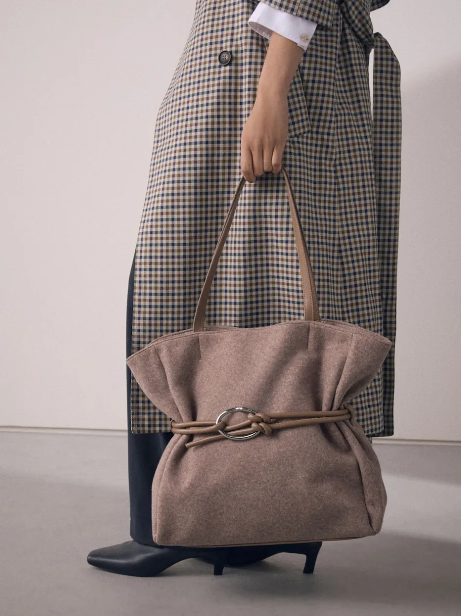 Next Marron mink - Sac bandoulière ceinturé en feutre Clearance