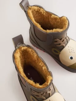 Next - Bottines en caoutchouc avec doublure chaude Marron motif renne Outlet